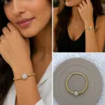Taş Detaylı Gold Charm Bileklik