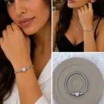 Kalp Detaylı Taşlı Charm Bileklik