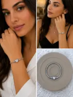 Kalp Detaylı Taşlı Charm Bileklik