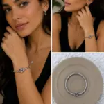 Renkli Taş Detaylı Kalp Charm Bileklik