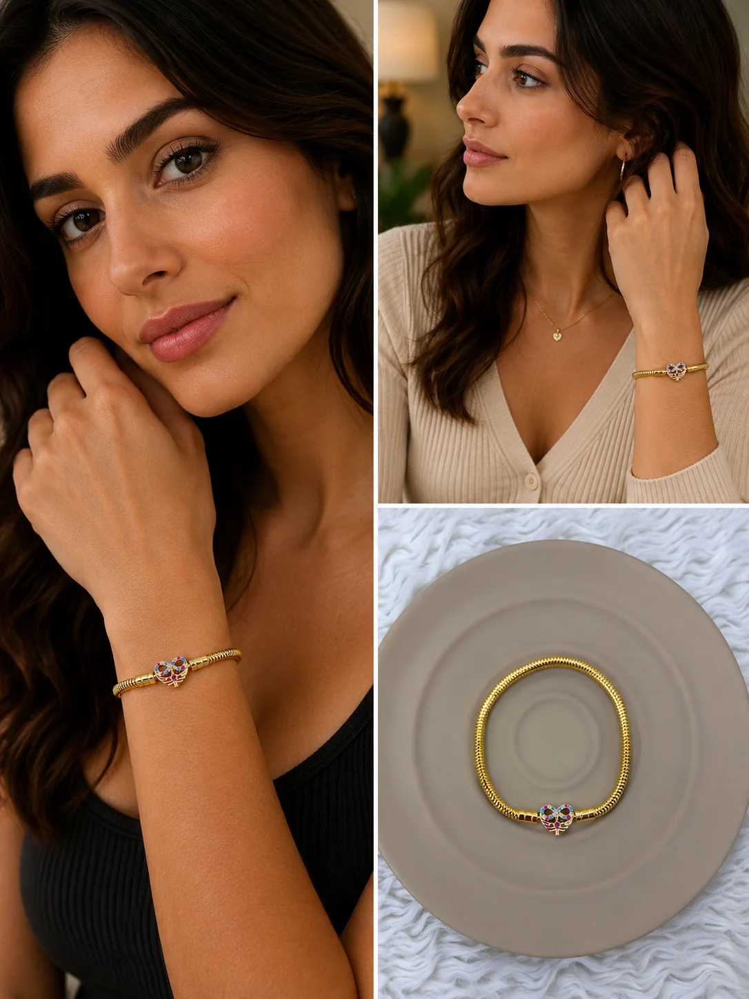 chatgpt-image-22-haz-2026-18-12-29.webp Renkli Taş Detaylı Kalp Gold Charm Bileklik - Görsel 1
