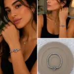 Renkli Taş Detaylı Kalp Charm Bileklik