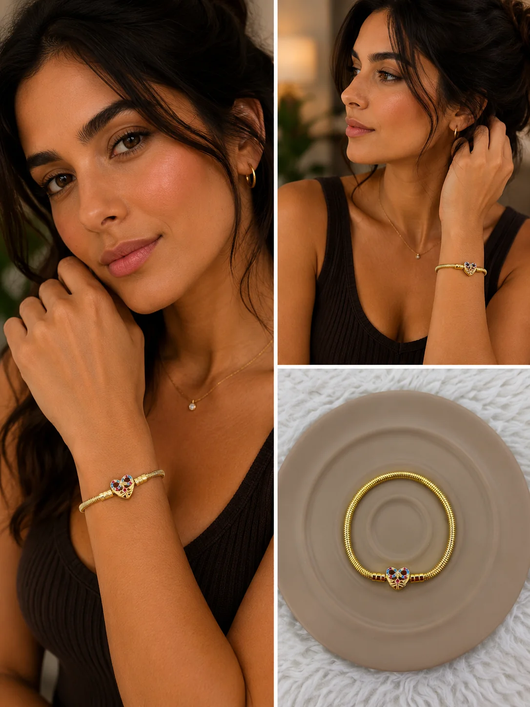 chatgpt-image-22-haz-2026-20-12-57.webp Renkli Taş Detaylı Kalp Gold Charm Bileklik - Görsel 1
