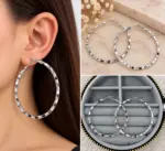 Silver Dokulu Büyük Halka Küpe