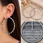 Silver Dokulu Büyük Halka Küpe
