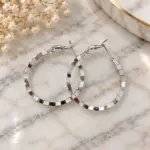 Silver Dokulu Küçük Boy Halka Küpe - Görsel 2