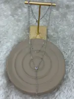 Pembe Kalp Detaylı Y İkili Kolye