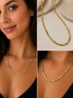Gold Pullu Arpa Zincir Şık Kolye (60cm)