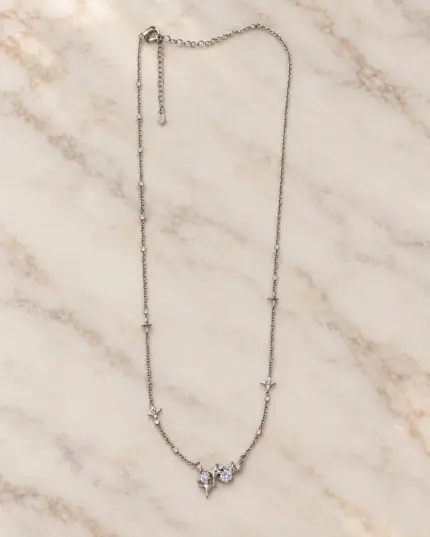 Yıldız Detaylı Silver Kolye