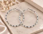 Silver Dokulu Küçük Boy Halka Küpe - Görsel 2