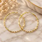 Gold Dokulu Büyük Halka Küpe - Görsel 2