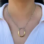Çelik Duo U İki Renkli Zincir Kolye