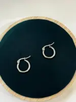 Çelik Mini Kilitli Halka Küpe - Görsel 2