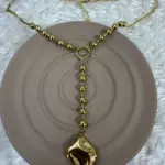 Çelik Metal Top Boncuklu Dökümlü Zincir Kolye