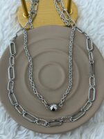 Çift Katlı Modern Top Zincir Çelik Kolye - Görsel 2