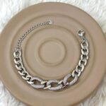 Taşlı Oval Detaylı Silver Zincir Bileklik