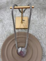 Silver Hasır Zincir Kalp Kolye – Modern Kabartmalı Tasarım - Görsel 3
