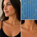 Gold Renk Ay ve Yıldız Figürlü Zincir Kolye – Minimal Kadın Kolyesi