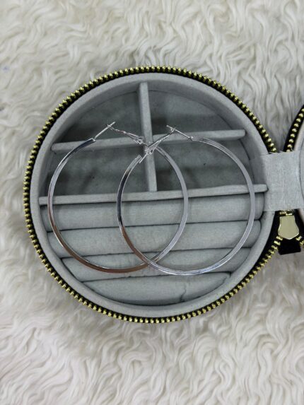 Düz Form Silver Büyük Halka Küpe